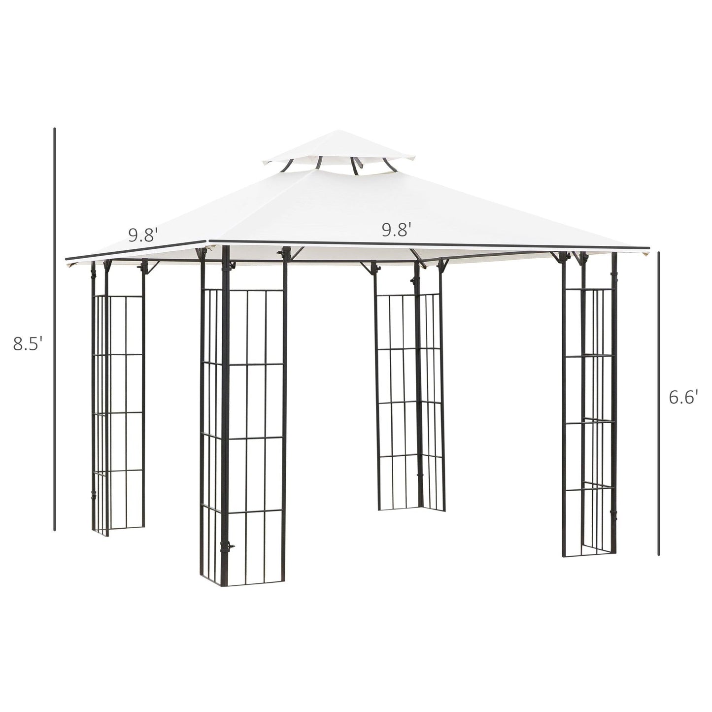 Outdoor and Garden-10' x 10' Outdoor Patio Gazebo Canopy with Vented Roof, Elegant Metal Frame, & Included Ground Stakes/Guy Ropes - Outdoor Style Company