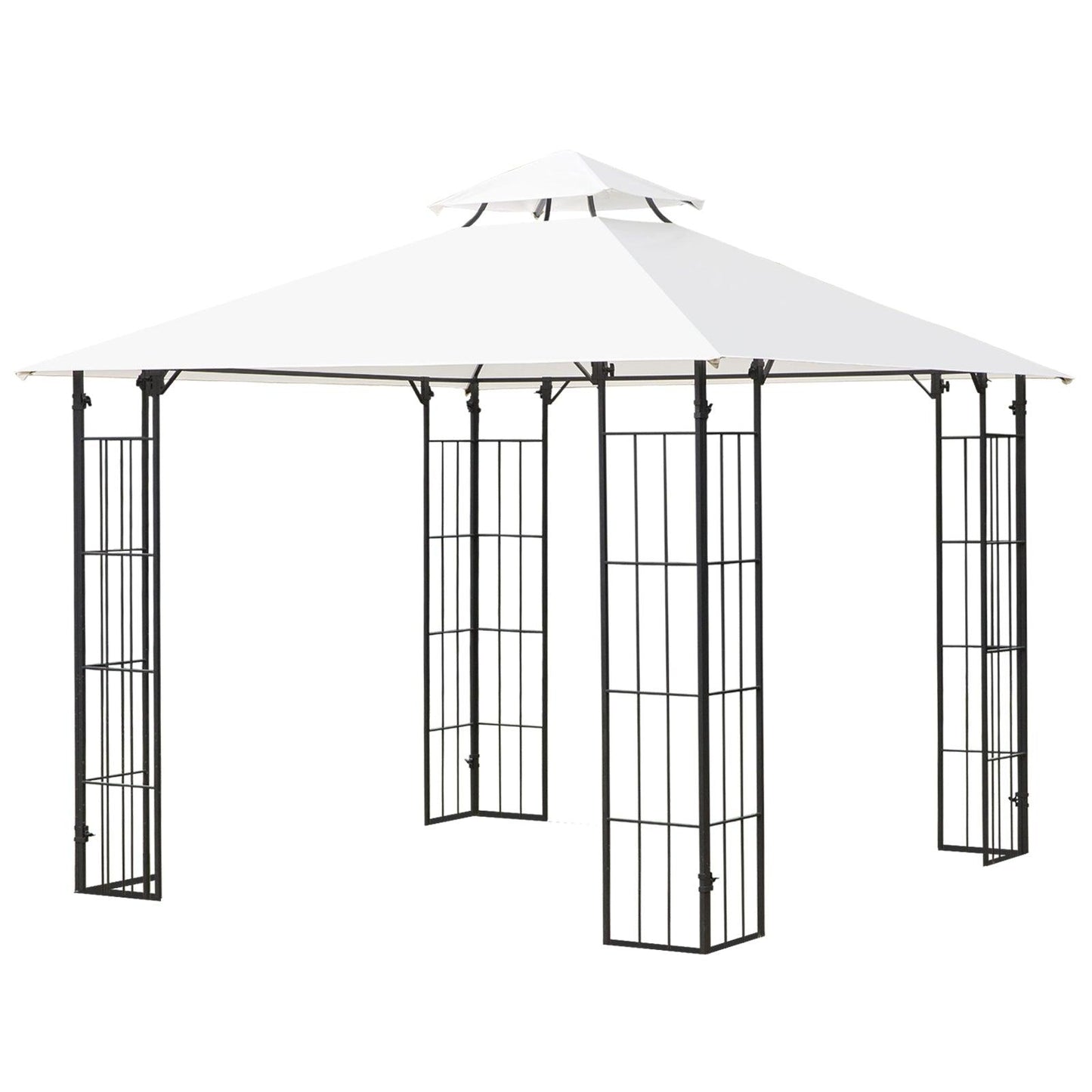 Outdoor and Garden-10' x 10' Outdoor Patio Gazebo Canopy with Vented Roof, Elegant Metal Frame, & Included Ground Stakes/Guy Ropes - Outdoor Style Company