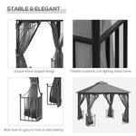 Outdoor and Garden-10' x 10' Patio Gazebo Canopy Outdoor Pavilion with Mesh Netting SideWalls, 2-Tier Polyester Roof, & Steel Frame, Dark Grey - Outdoor Style Company