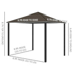 Outdoor and Garden-10' x 10' Patio Gazebo Outdoor Canopy Shelter with Double Tier Roof, Netting and Curtains for Garden, Lawn, Backyard and Deck, Coffee - Outdoor Style Company