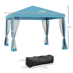 Outdoor and Garden-10' x 10' Patio Gazebo Outdoor Pop-Up Canopy with Sidewalls, Instant Setup, 4 Mesh Walls for Party, Events, Backyard, Lawn, Light Blue - Outdoor Style Company
