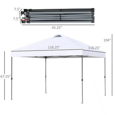 Miscellaneous-10' x 10' Pop Up Canopy Event Tent with 3-Level Adjustable Height, Top Vent Window Design and Easy Move Roller Bag, White - Outdoor Style Company