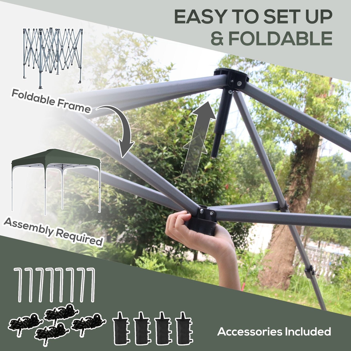 Outdoor and Garden-10' x 10' Pop Up Canopy with Adjustable Height, Foldable Gazebo Tent with Carry Bag with Wheels and 4 Leg Weight Bags for Outdoor - Outdoor Style Company