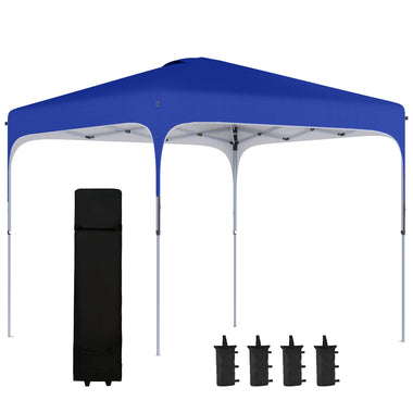 Outdoor and Garden-10' x 10' Pop Up Canopy with Adjustable Height, Foldable Gazebo Tent with Carry Bag with Wheels and 4 Leg Weight Bags for Outdoor, Blue - Outdoor Style Company