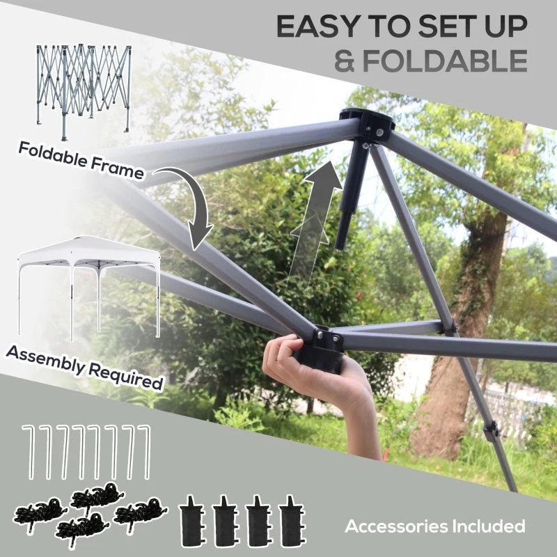 Outdoor and Garden-10' x 10' Pop Up Canopy with Adjustable Height, Foldable Gazebo Tent with Carry Bag with Wheels and 4 Leg Weight Bags for Outdoor, White - Outdoor Style Company