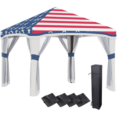 Outdoor and Garden-10' x 10' Pop Up Canopy with Netting, Foldable Tents for Parties, Height Adjustable, with Wheeled Carry Bag and 4 Sand Bags for Outdoor - Outdoor Style Company