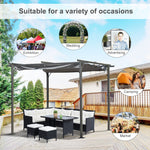 Outdoor and Garden-10' x 10' Retractable Patio Gazebo Pergola with UV Resistant Outdoor Canopy & Strong Steel Frame - Outdoor Style Company