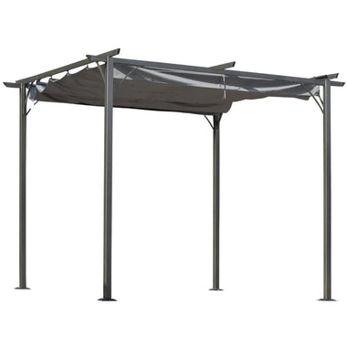 Outdoor and Garden-10' x 10' Retractable Patio Gazebo Pergola with UV Resistant Outdoor Canopy & Strong Steel Frame Grey - Outdoor Style Company
