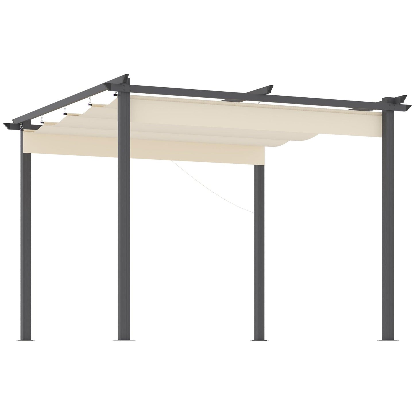 Outdoor and Garden-10' x 10' Retractable Pergola Canopy Patio Gazebo Sun Shelter with Aluminum Frame for Outdoors, Cream White - Outdoor Style Company