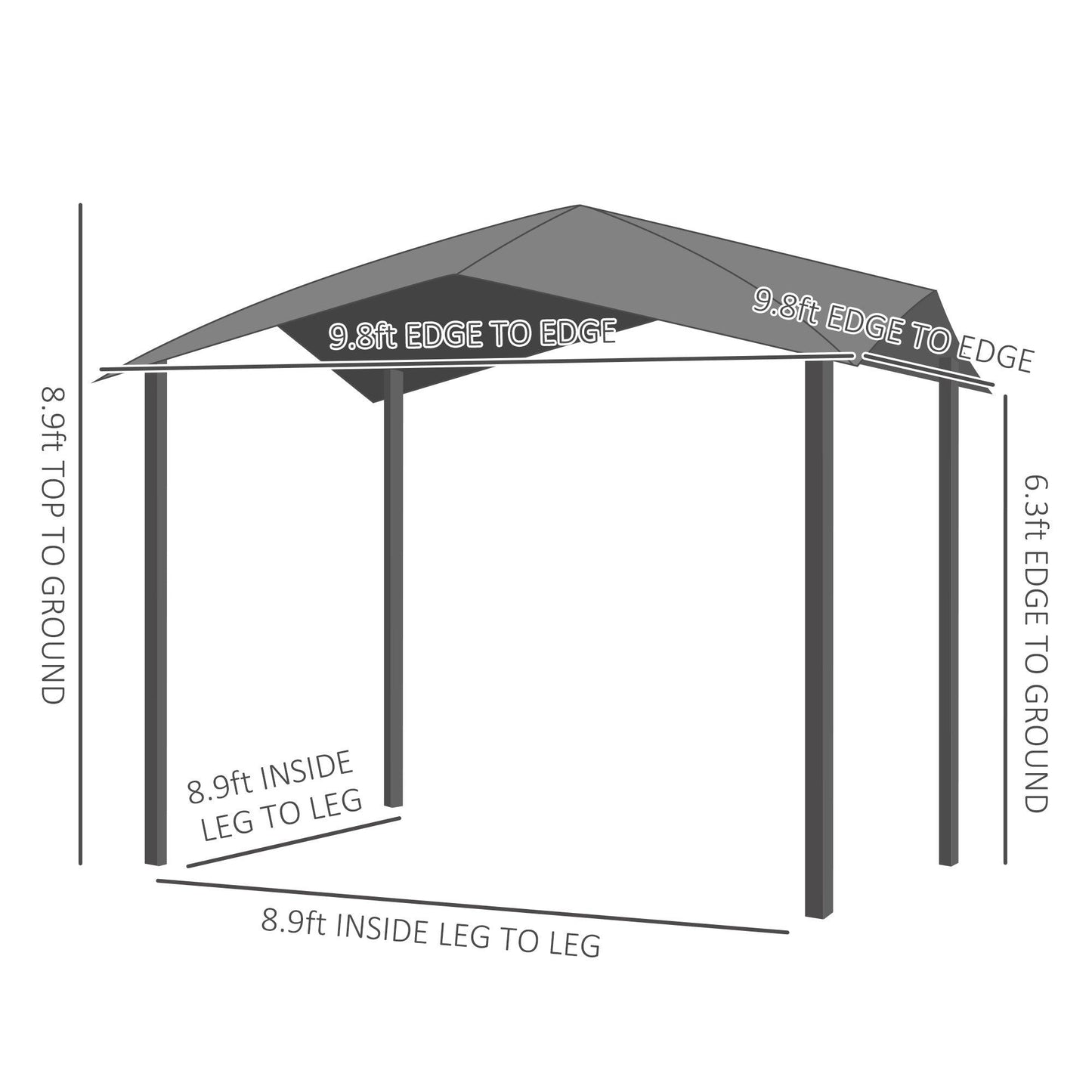 Outdoor and Garden-10' x 10' Soft Top Patio Gazebo Outdoor Canopy with Unique Geometric Design, Steel Frame, & Weather Roof Grey - Outdoor Style Company