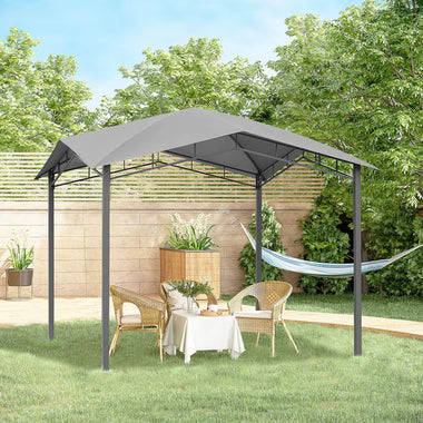 Outdoor and Garden-10' x 10' Soft Top Patio Gazebo Outdoor Canopy with Unique Geometric Design, Steel Frame, & Weather Roof Grey - Outdoor Style Company