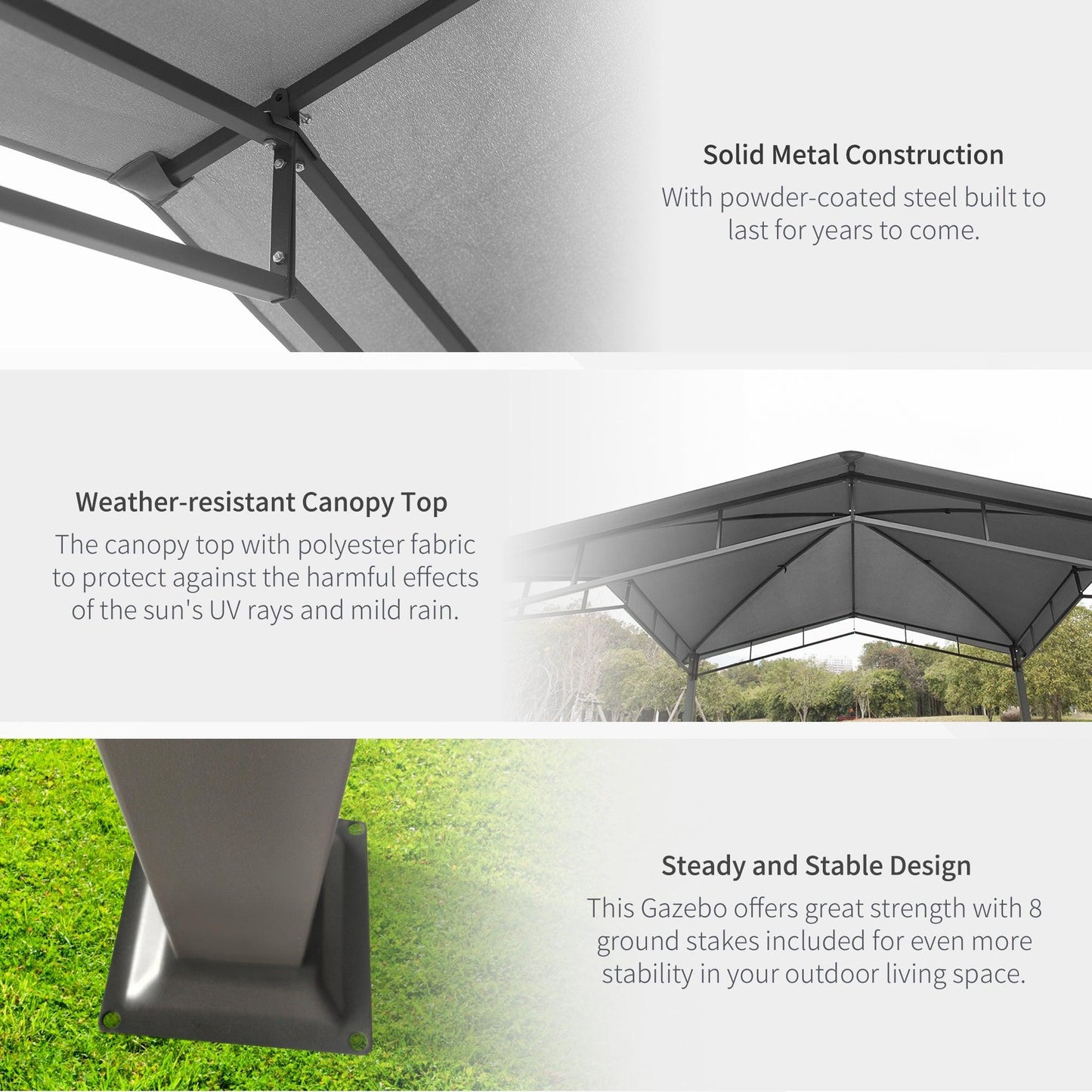 Outdoor and Garden-10' x 10' Soft Top Patio Gazebo Outdoor Canopy with Unique Geometric Design, Steel Frame, & Weather Roof Grey - Outdoor Style Company