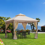 Outdoor and Garden-10' x 10' Steel Outdoor Garden Patio Gazebo Canopy with Mosquito Netting Walls - Outdoor Style Company