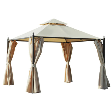 Outdoor and Garden-10' x 10' Steel Outdoor Patio Gazebo with Polyester Privacy Curtains, Two-Tier Roof for Air, & Large Design - Outdoor Style Company