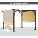 Outdoor and Garden-10' x 10' Steel Patio Pergola, Retractable Canopy, Backyard Shade Shelter for Porch Party, Garden, Grill Gazebo, Beige - Outdoor Style Company