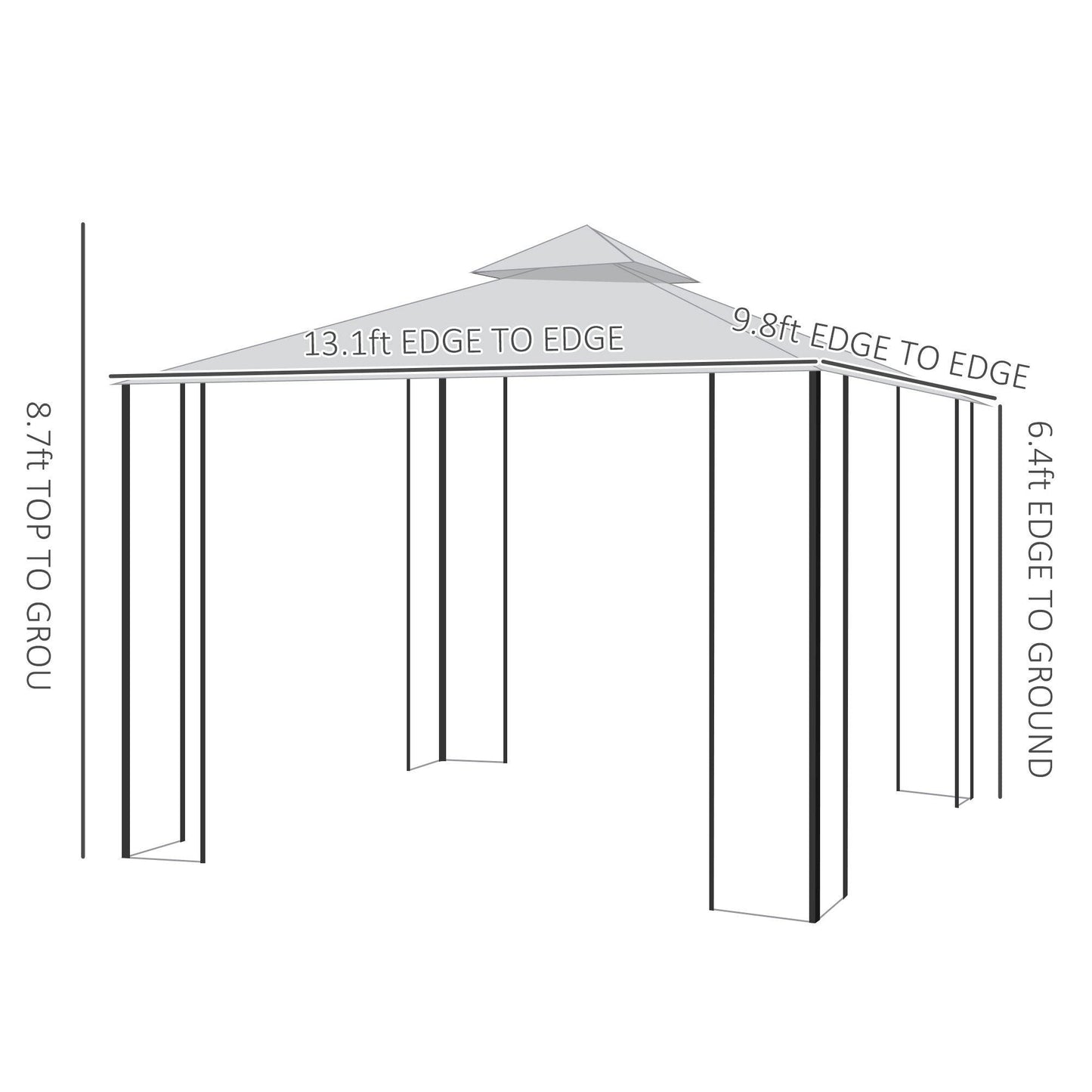 Outdoor and Garden-10' x 13' Outdoor Soft Top Gazebo Pergola with Curtains, 2-Tier Steel Frame Gazebo for Patio, Sage Gray - Outdoor Style Company