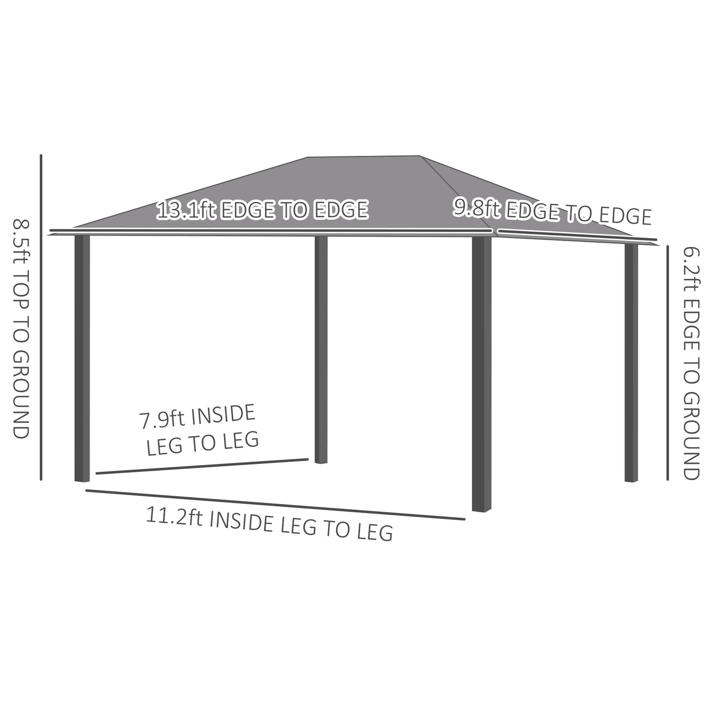 Outdoor and Garden-10' x 13' Patio Gazebo Aluminum Frame Outdoor Canopy Shelter with Sidewalls, Vented Roof for Garden, Lawn, Backyard and Deck, Grey - Outdoor Style Company
