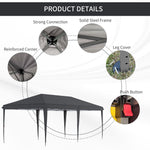 Outdoor and Garden-10' x 19' Extra Large Pop Up Canopy, Outdoor Party Tent with Folding Steel Frame, Carrying Bag for Catering, Events, Backyard BBQ, Black - Outdoor Style Company