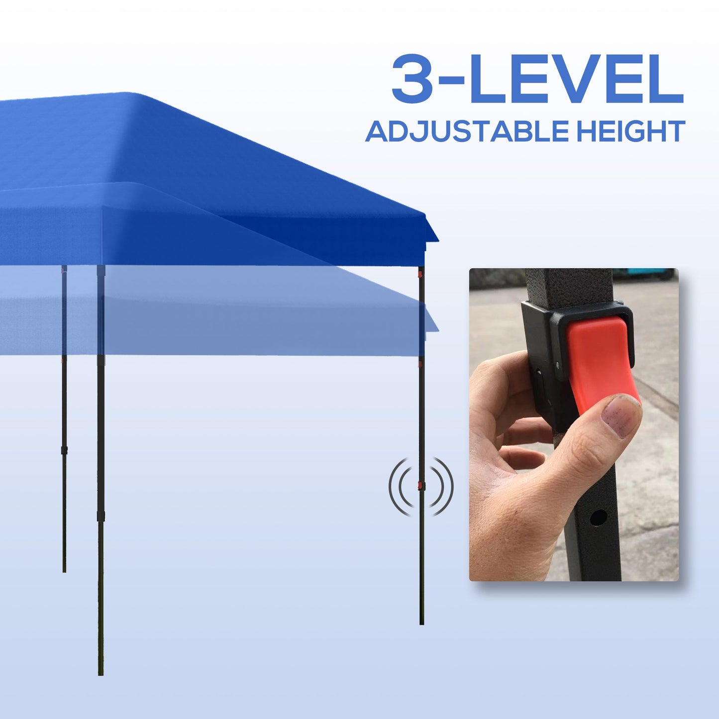 Miscellaneous-10' x 20' Heavy Duty Pop Up Canopy Tent with 3-Level Adjustable Height, Wheeled Roller Bag, UV Fighting Roof, Dark Blue - Outdoor Style Company