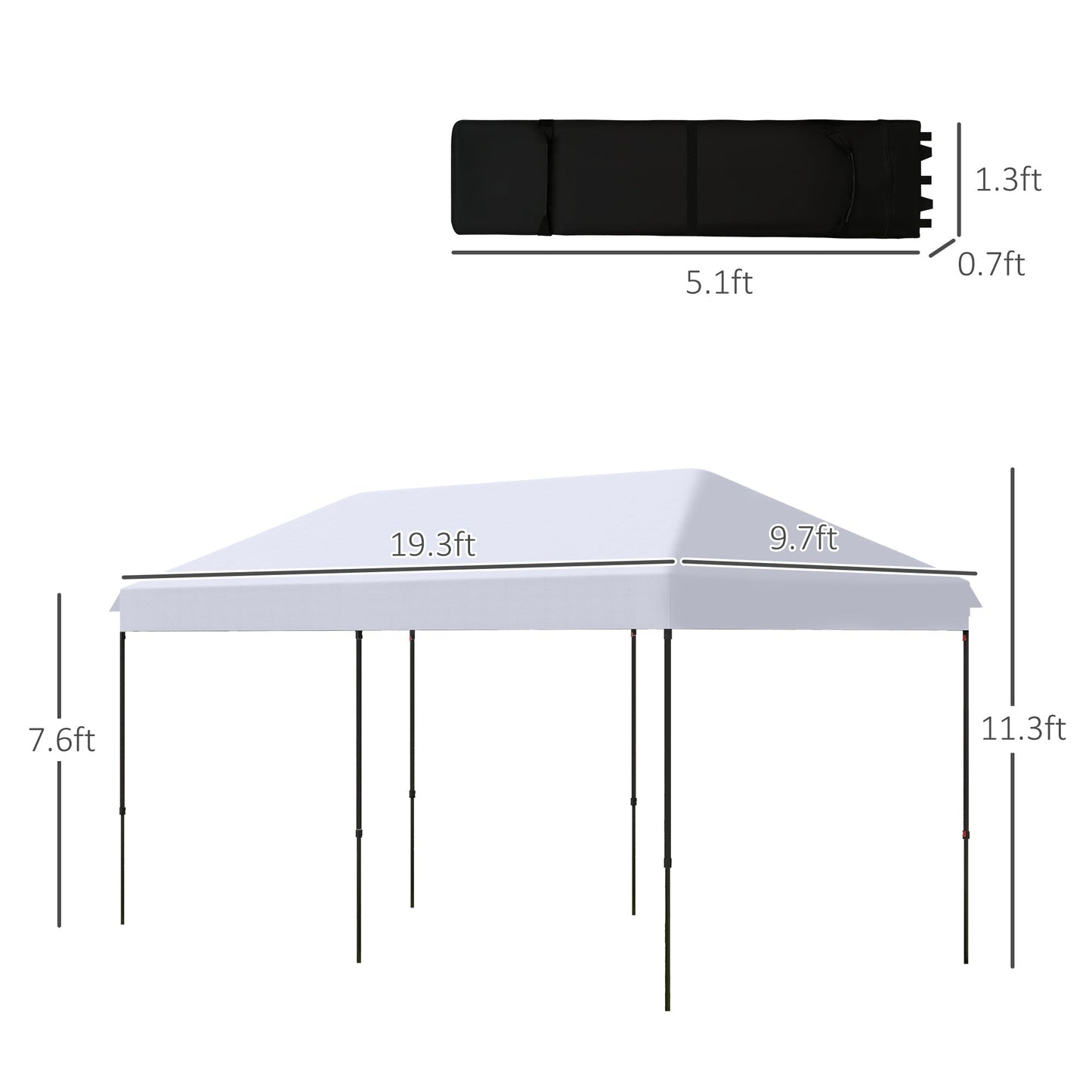 Miscellaneous-10' x 20' Heavy Duty Pop Up Canopy Tent with 3-Level Adjustable Height, Wheeled Roller Bag, UV Fighting Roof, White - Outdoor Style Company