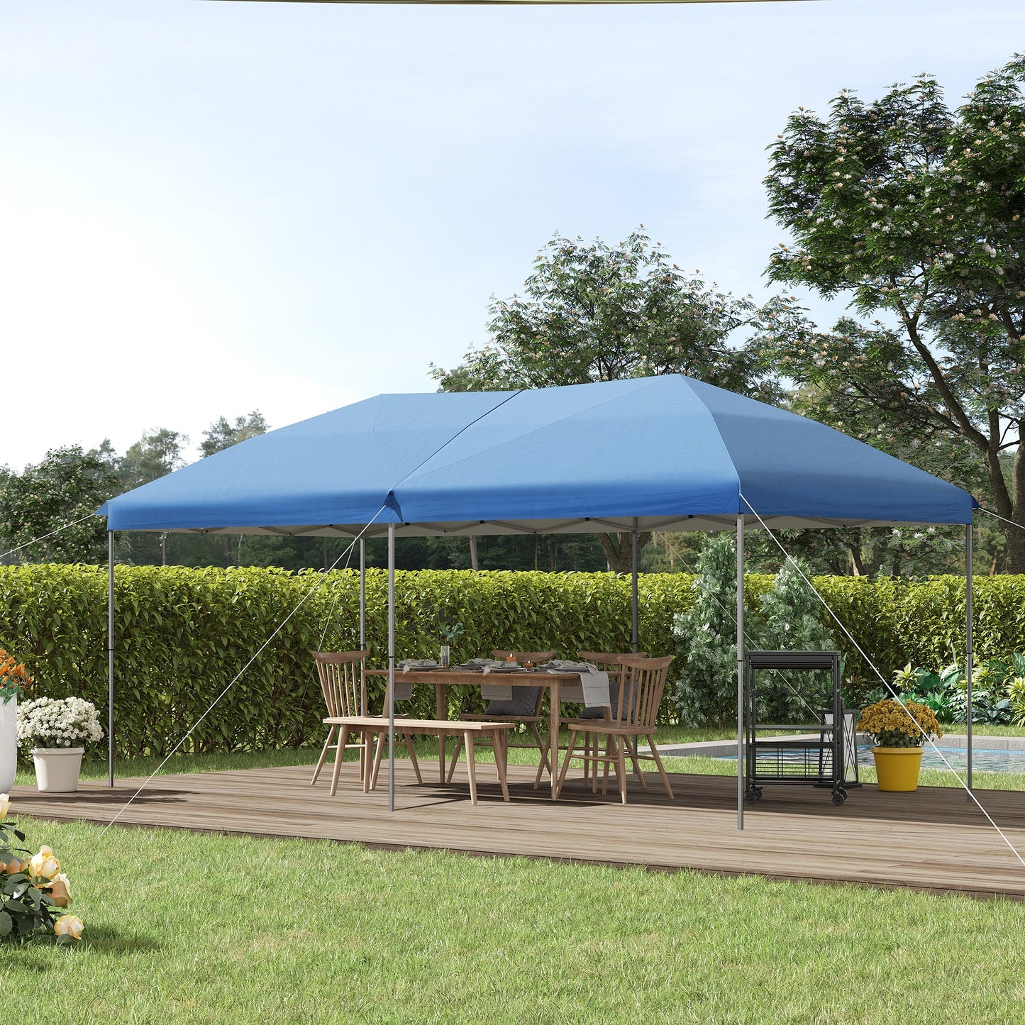 Outdoor and Garden-10' x 20' Heavy Duty Pop Up Canopy with Durable Steel Frame, 3-Level Adjustable Height and Storage Bag, Event Party Tent for Patio Backyard - Outdoor Style Company
