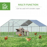 Pet Supplies-10' x 20' Large Metal Chicken Coop with UV & Water Resistant Cover, 3 Rooms Walk-in Chicken Cage Playpen, Rabbit Hutch - Outdoor Style Company