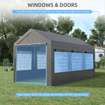 Miscellaneous-10' x 20' Party Tent & Carport, Height Adjustable Portable Garage, Large Canopy Tent with Mesh Windows for Party, Wedding & Events, Dark Gray - Outdoor Style Company