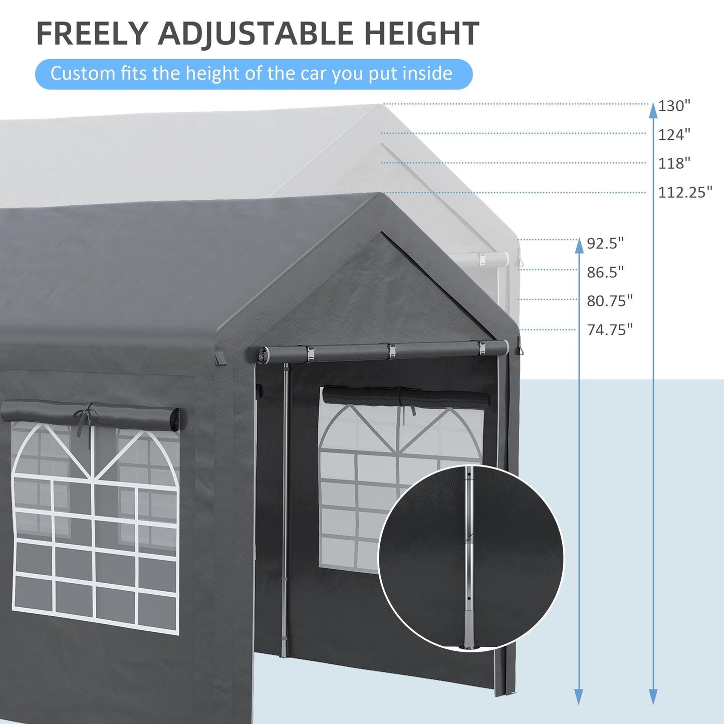 Miscellaneous-10' x 20' Party Tent & Carport, Height Adjustable Portable Garage, Large Canopy Tent with Mesh Windows for Party, Wedding & Events, Dark Gray - Outdoor Style Company