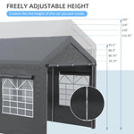 Miscellaneous-10' x 20' Party Tent & Carport, Height Adjustable Portable Garage, Large Canopy Tent with Mesh Windows for Party, Wedding & Events, Dark Gray - Outdoor Style Company
