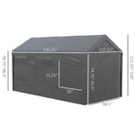 Miscellaneous-10' x 20' Party Tent & Carport, Height Adjustable Portable Garage, Large Canopy Tent with Mesh Windows for Party, Wedding & Events, Dark Gray - Outdoor Style Company