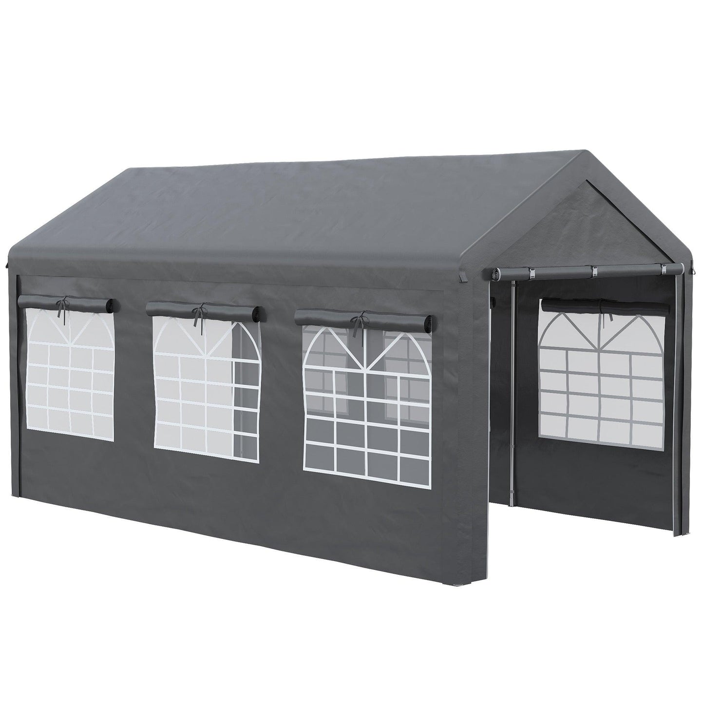 Miscellaneous-10' x 20' Party Tent & Carport, Height Adjustable Portable Garage, Large Canopy Tent with Mesh Windows for Party, Wedding & Events, Dark Gray - Outdoor Style Company