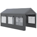 Miscellaneous-10' x 20' Party Tent & Carport, Height Adjustable Portable Garage, Large Canopy Tent with Mesh Windows for Party, Wedding & Events, Dark Gray - Outdoor Style Company