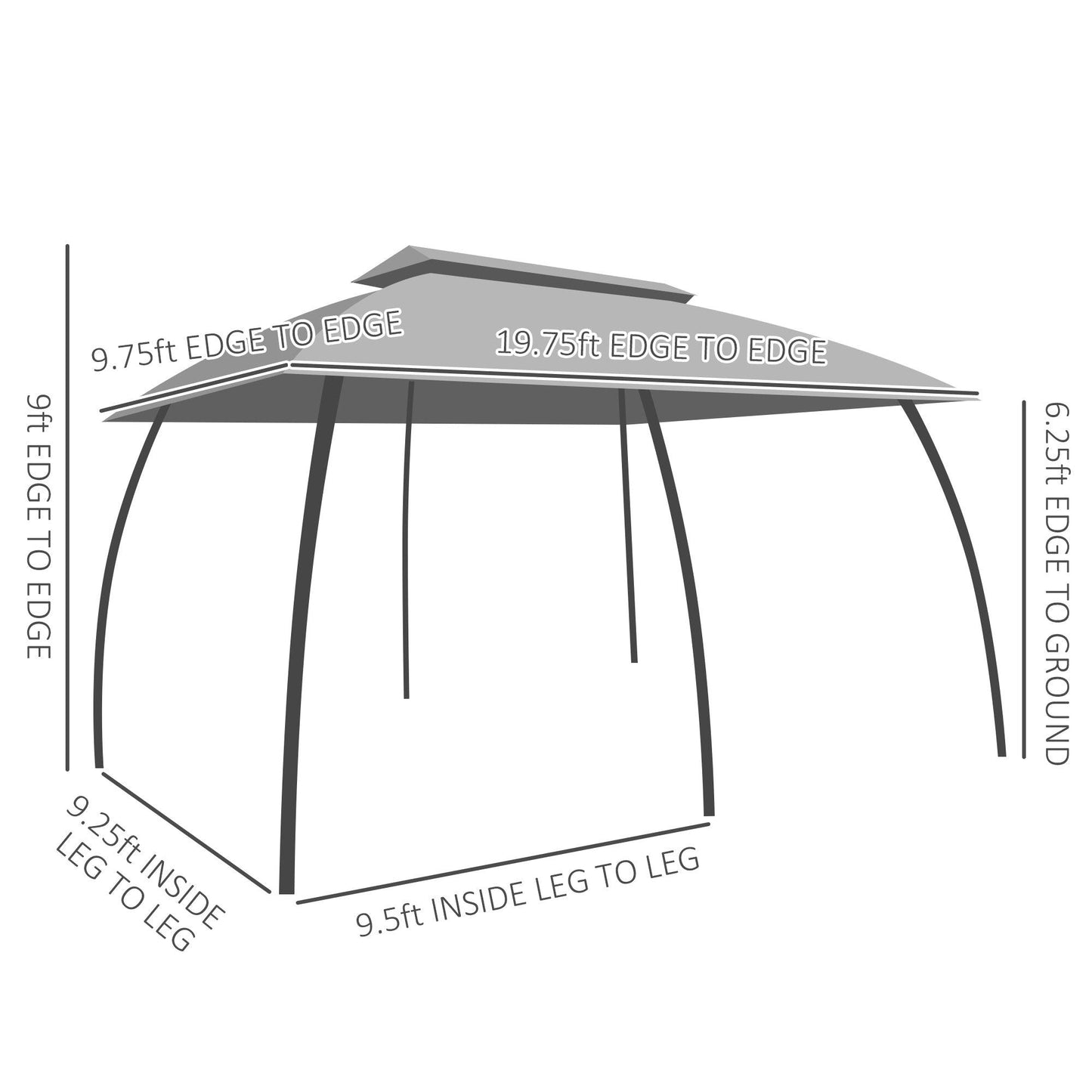 Outdoor and Garden-10' x 20' Patio Gazebo, Outdoor Gazebo Canopy Shelter with Netting & Curtains, Vented Roof for Garden Beige - Outdoor Style Company