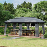 Outdoor and Garden-10' x 20' Patio Gazebo, Outdoor Gazebo Canopy Shelter with Netting & Curtains, Vented Roof for Garden Dark Gray - Outdoor Style Company