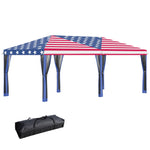Outdoor and Garden-10' x 20' Patio Gazebo Outdoor Pop-Up Canopy with Sidewalls, 6 Mesh Walls for Party, Events, Backyard, Lawn, American Flag - Outdoor Style Company