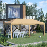 Outdoor and Garden-10' x 20' Pop Up Canopy Tent with Netting, Instant Gazebo Tent, 6 Mesh Walls Canopy Tent for Party, Events, Backyard, Lawn, Beige - Outdoor Style Company