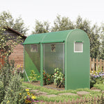 Outdoor and Garden-10' x 3' x 7' Tunnel Greenhouse, Outdoor Walk-In Hot House with Roll-Up Windows and Zippered Door, Steel Frame & PE Cover, Green - Outdoor Style Company