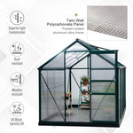 Outdoor and Garden-10' x 6' x 7' Garden Greenhouse for Backyard/Outdoor Use with Window and Door, Aluminum Frame, PC Board - Outdoor Style Company