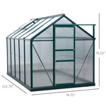 Outdoor and Garden-10' x 6' x 7' Garden Greenhouse for Backyard/Outdoor Use with Window and Door, Aluminum Frame, PC Board - Outdoor Style Company