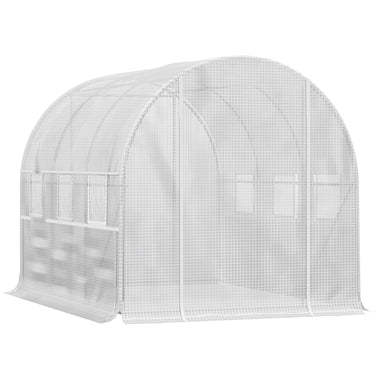 Miscellaneous-10' x 7' x 7' Walk-in Tunnel Greenhouse with Quality PE Cover, Zipper Doors and Mesh Windows, White - Outdoor Style Company