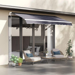 Outdoor and Garden-10' x 8' Manual Retractable Awning Sun Shade Shelter for Patio Deck Yard with UV Protection and Easy Crank Opening, Blue - Outdoor Style Company