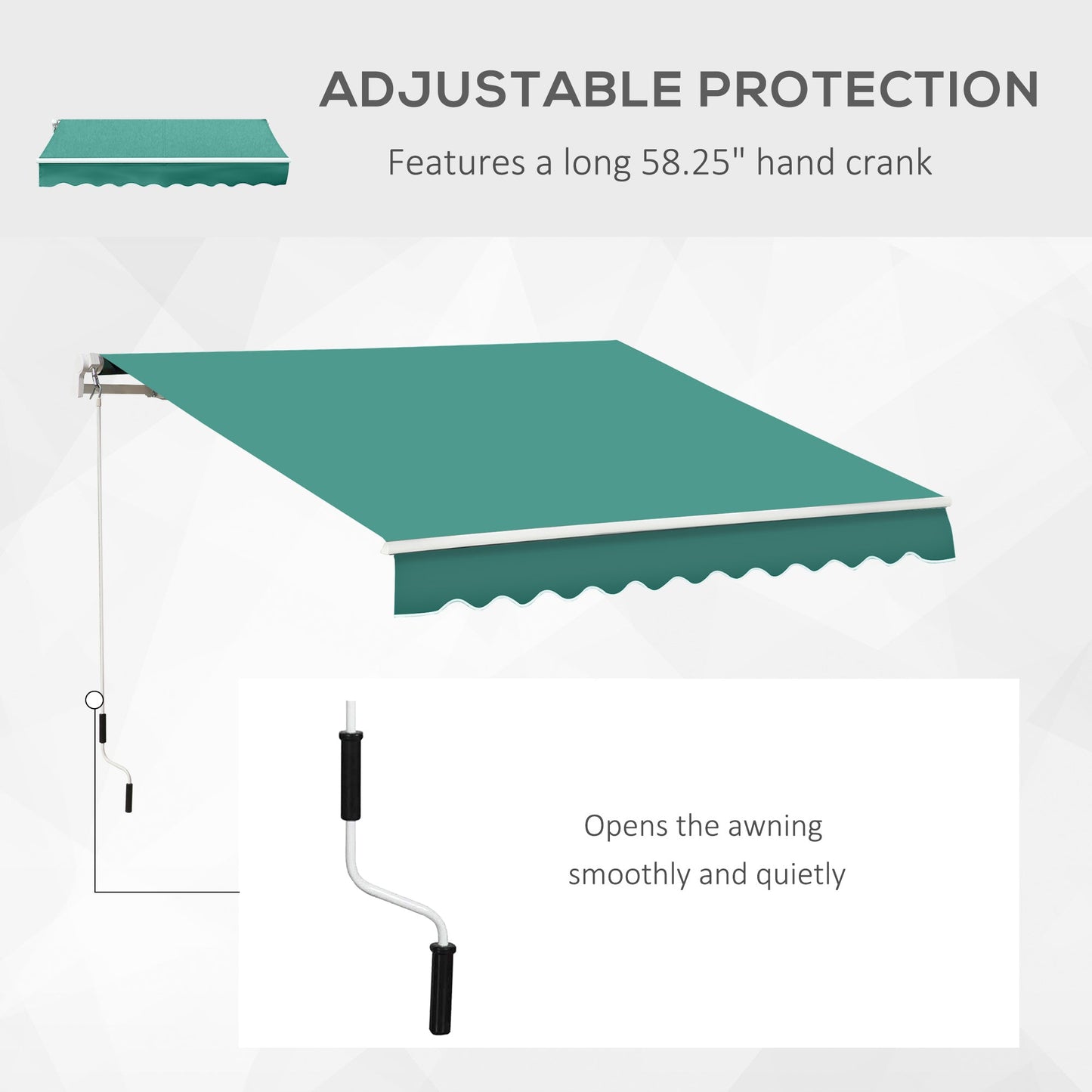 Outdoor and Garden-10' x 8' Manual Retractable Awning Sun Shade Shelter for Patio Deck Yard with UV Protection and Easy Crank Opening, Green - Outdoor Style Company