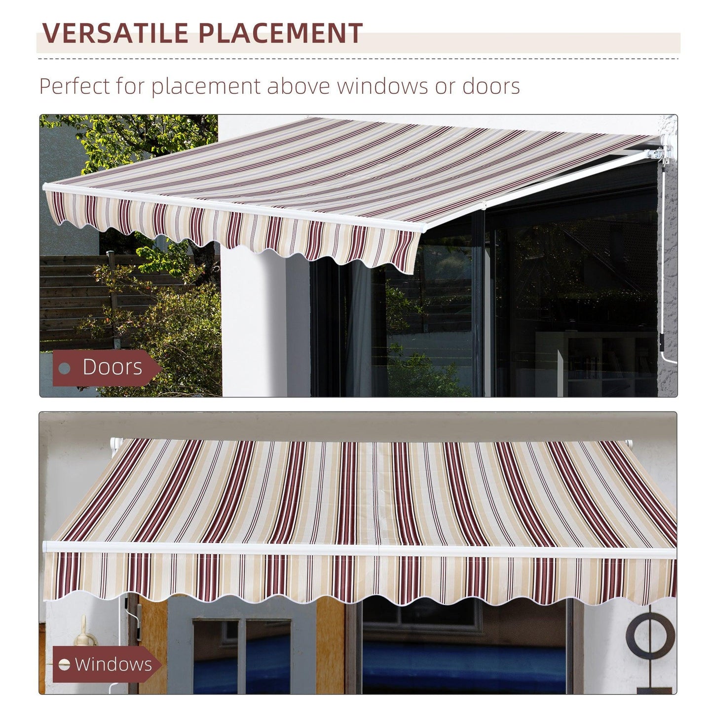 Outdoor and Garden-10' x 8' Manual Retractable Awning Sun Shade Shelter for Patio Deck Yard with UV Protection and Easy Crank Opening, Red - Outdoor Style Company