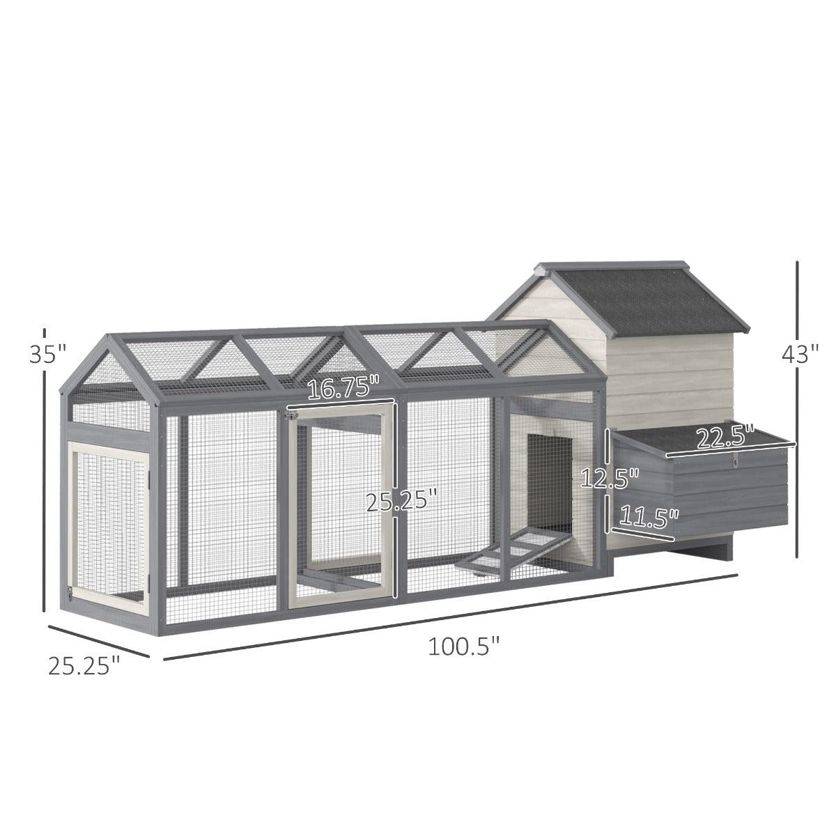 Pet Supplies-100" Chicken Coop Wooden Chicken House Large Rabbit Hutch Poultry Cage Hen Pen Backyard with Double Run, Nesting Box - Outdoor Style Company