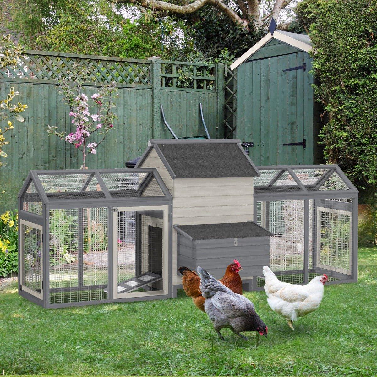 Pet Supplies-100" Chicken Coop Wooden Chicken House Large Rabbit Hutch Poultry Cage Hen Pen Backyard with Double Run, Nesting Box - Outdoor Style Company