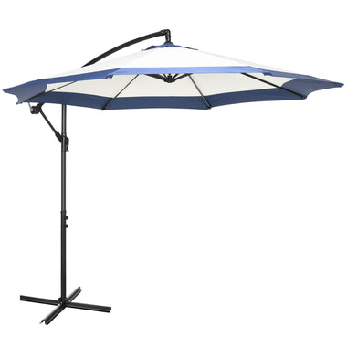 Outdoor and Garden-10FT Cantilever Patio Umbrella, Offset Umbrella with Crank and Cross Base for Deck, Backyard, Pool and Garden, Navy Blue - Outdoor Style Company