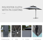 Miscellaneous-10ft Solar LED Cantilever Umbrella, Offset Hanging Umbrella with 360°Rotation, Cross Base, 8 Ribs, Tilt and Crank for Yard, Garden, Gray - Outdoor Style Company