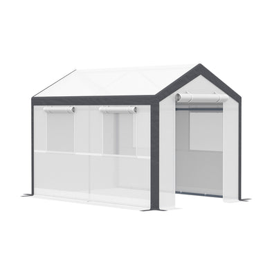 Outdoor and Garden-10'L x 7'W Outdoor Walk-In Tunnel Greenhouse, Garden Warm Hot House with Roll Up Windows, Zippered Door, and Weather Cover, White/Dark Grey - Outdoor Style Company