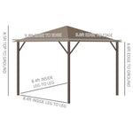 Outdoor and Garden-10x10 Hardtop Gazebo with Aluminum Frame, Permanent Metal Roof Gazebo Canopy with Curtains and Netting for Garden, Light Brown - Outdoor Style Company