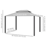 Outdoor and Garden-10x10 Hardtop Gazebo with Aluminum Frame, Polycarbonate Gazebo Canopy with Curtains, Netting for Garden, Patio, Backyard, Black - Outdoor Style Company